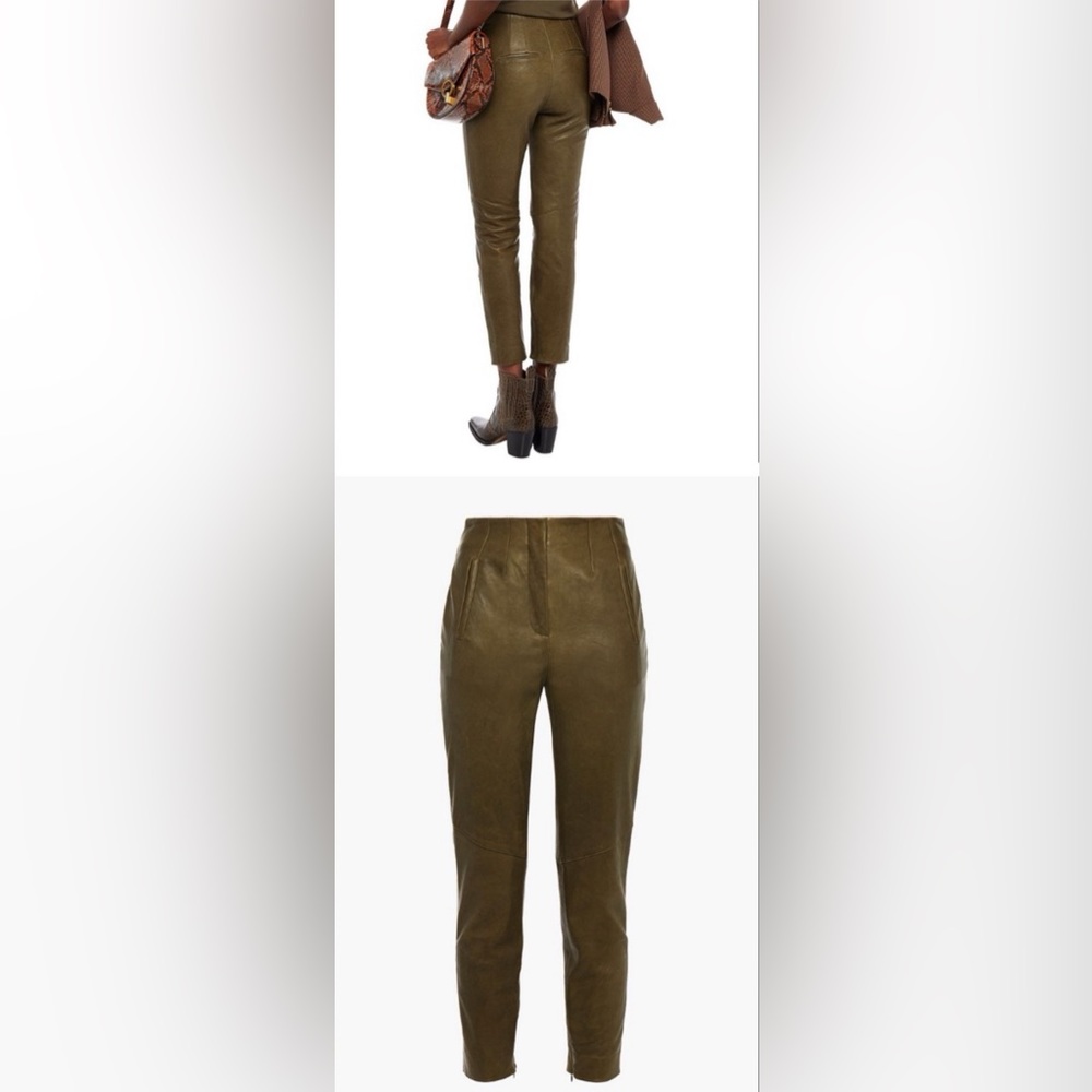 Veronica Beard Green Leather Pants